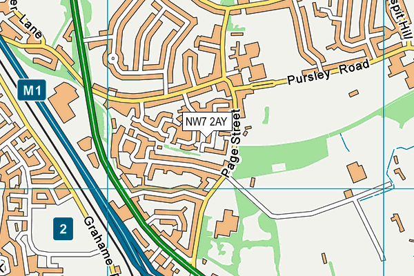NW7 2AY map - OS VectorMap District (Ordnance Survey)