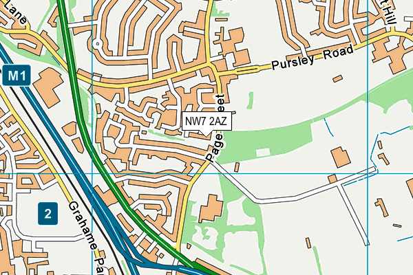 NW7 2AZ map - OS VectorMap District (Ordnance Survey)
