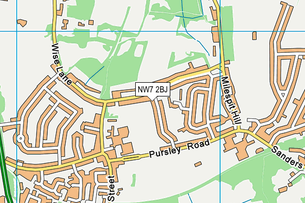 NW7 2BJ map - OS VectorMap District (Ordnance Survey)