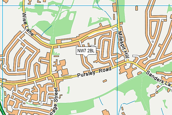 NW7 2BL map - OS VectorMap District (Ordnance Survey)