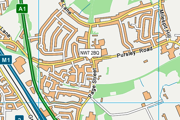 NW7 2BQ map - OS VectorMap District (Ordnance Survey)