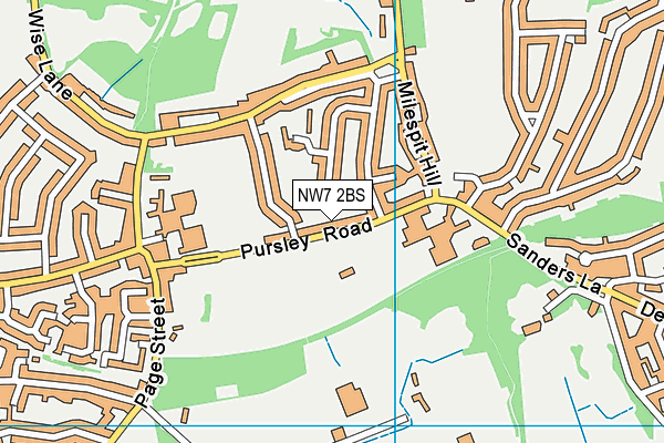 NW7 2BS map - OS VectorMap District (Ordnance Survey)