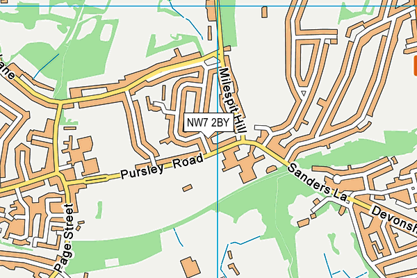 NW7 2BY map - OS VectorMap District (Ordnance Survey)