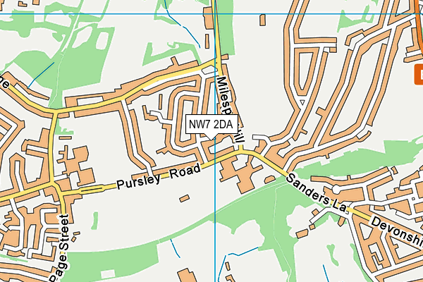 NW7 2DA map - OS VectorMap District (Ordnance Survey)