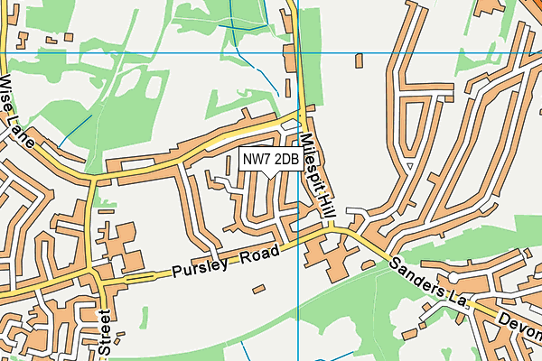 NW7 2DB map - OS VectorMap District (Ordnance Survey)