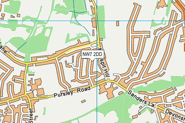 NW7 2DD map - OS VectorMap District (Ordnance Survey)