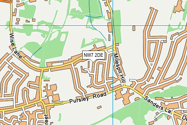 NW7 2DE map - OS VectorMap District (Ordnance Survey)