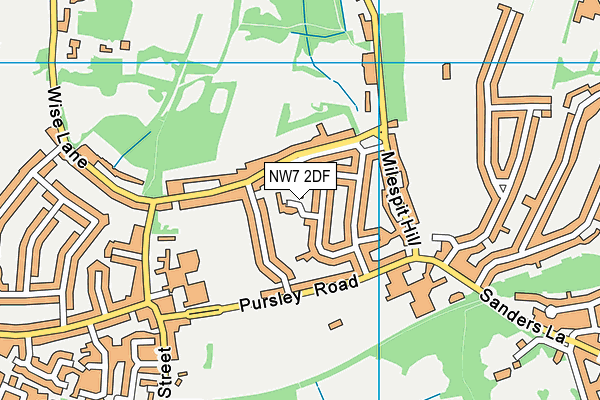 NW7 2DF map - OS VectorMap District (Ordnance Survey)