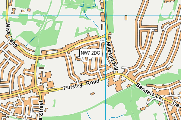 NW7 2DG map - OS VectorMap District (Ordnance Survey)