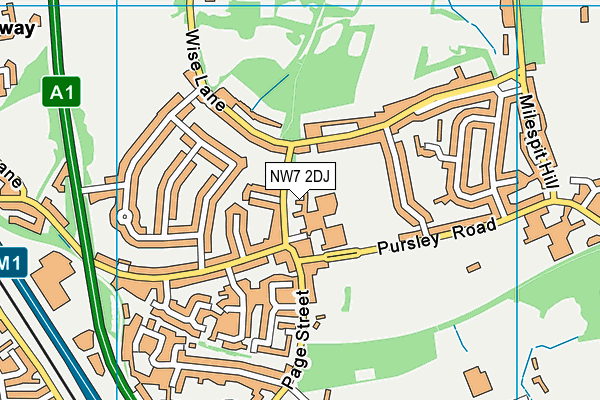 NW7 2DJ map - OS VectorMap District (Ordnance Survey)