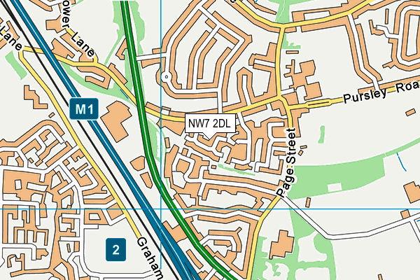 NW7 2DL map - OS VectorMap District (Ordnance Survey)