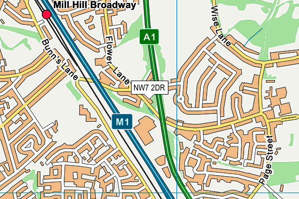 NW7 2DR map - OS VectorMap District (Ordnance Survey)