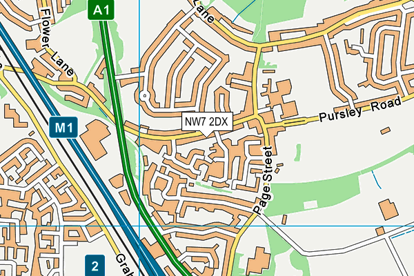 NW7 2DX map - OS VectorMap District (Ordnance Survey)