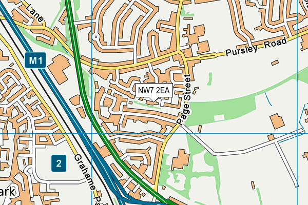 NW7 2EA map - OS VectorMap District (Ordnance Survey)