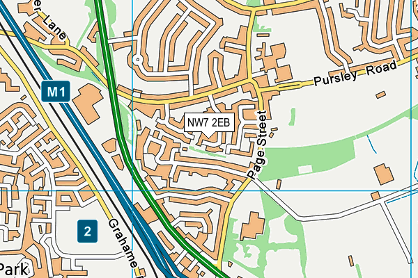NW7 2EB map - OS VectorMap District (Ordnance Survey)