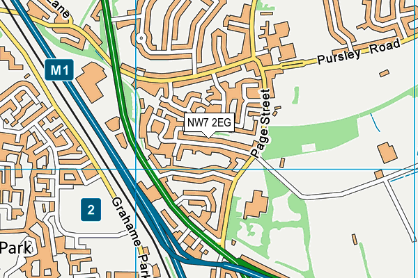 NW7 2EG map - OS VectorMap District (Ordnance Survey)