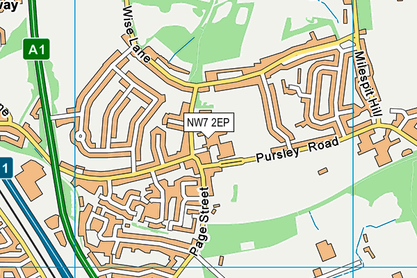 NW7 2EP map - OS VectorMap District (Ordnance Survey)