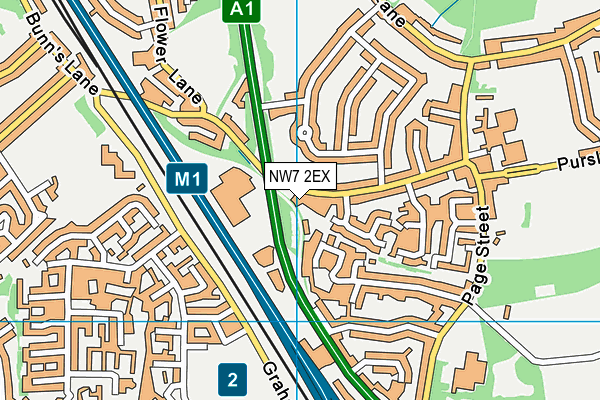 NW7 2EX map - OS VectorMap District (Ordnance Survey)