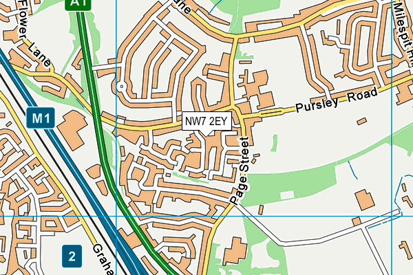 NW7 2EY map - OS VectorMap District (Ordnance Survey)