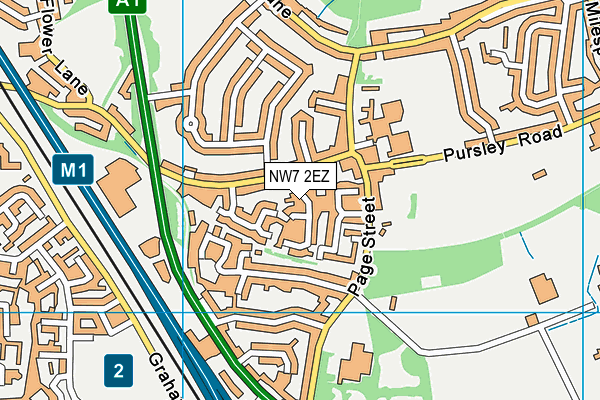 NW7 2EZ map - OS VectorMap District (Ordnance Survey)