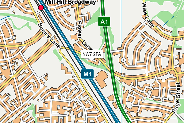 NW7 2FA map - OS VectorMap District (Ordnance Survey)