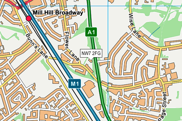 NW7 2FG map - OS VectorMap District (Ordnance Survey)