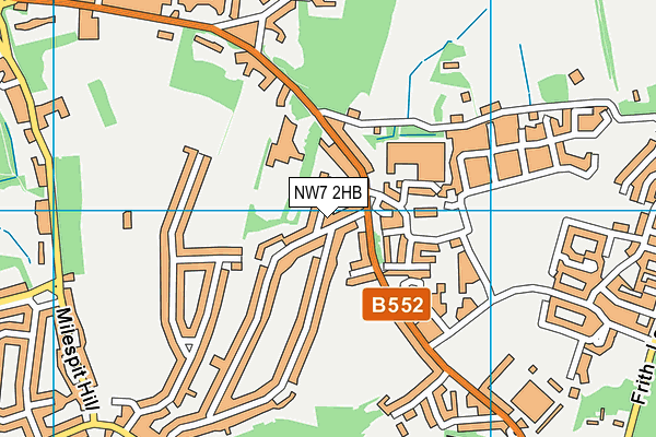 NW7 2HB map - OS VectorMap District (Ordnance Survey)
