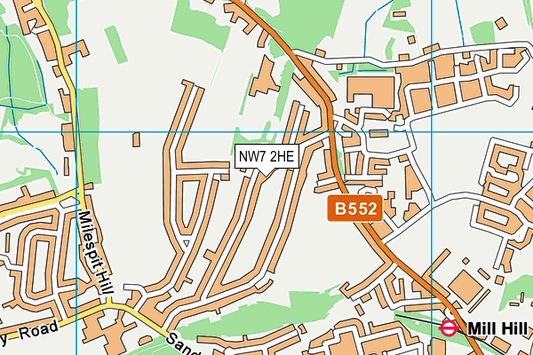 NW7 2HE map - OS VectorMap District (Ordnance Survey)