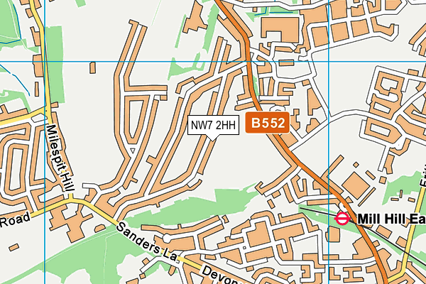 NW7 2HH map - OS VectorMap District (Ordnance Survey)
