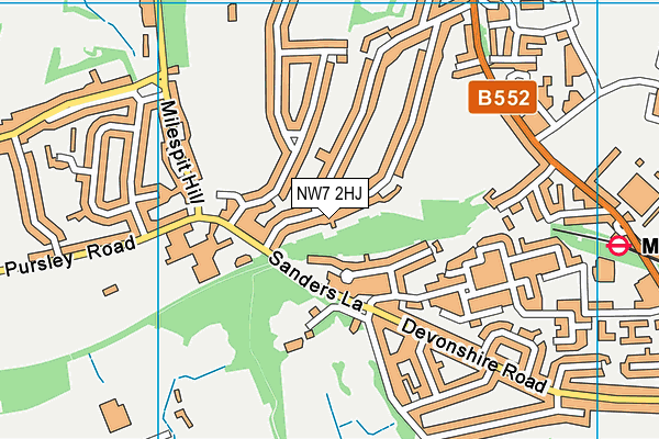 NW7 2HJ map - OS VectorMap District (Ordnance Survey)