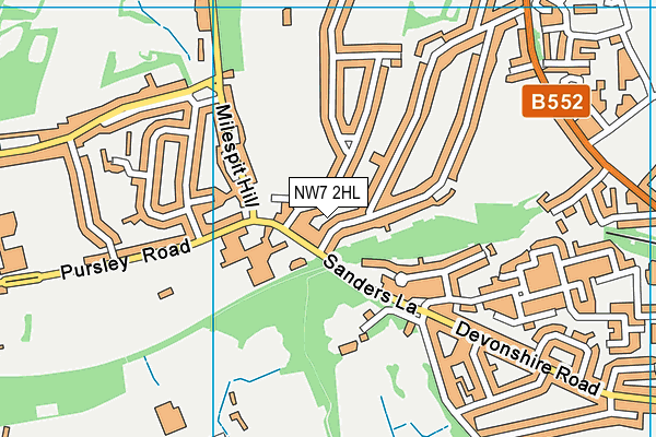 NW7 2HL map - OS VectorMap District (Ordnance Survey)