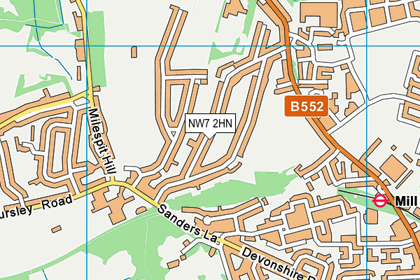 NW7 2HN map - OS VectorMap District (Ordnance Survey)