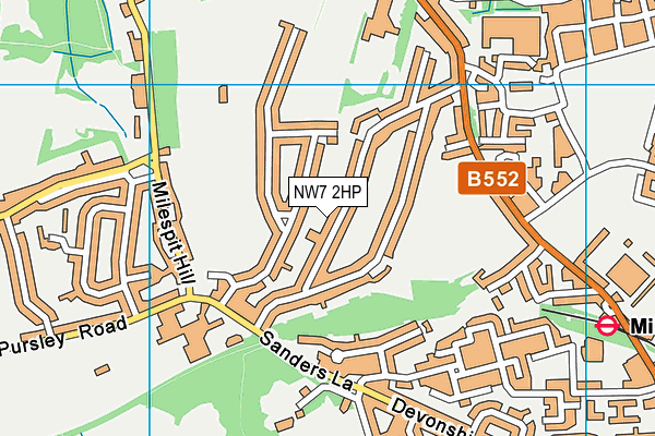 NW7 2HP map - OS VectorMap District (Ordnance Survey)