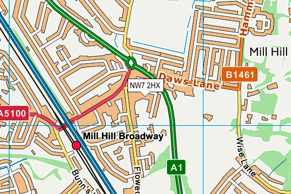 NW7 2HX map - OS VectorMap District (Ordnance Survey)