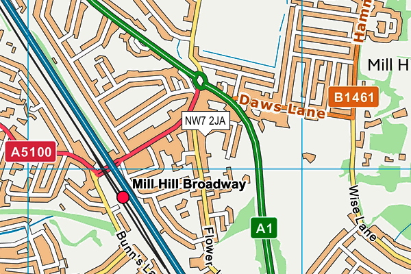 Anytime Fitness (London Mill Hill) map (NW7 2JA) - OS VectorMap District (Ordnance Survey)