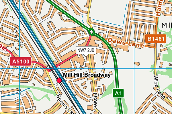 NW7 2JB map - OS VectorMap District (Ordnance Survey)