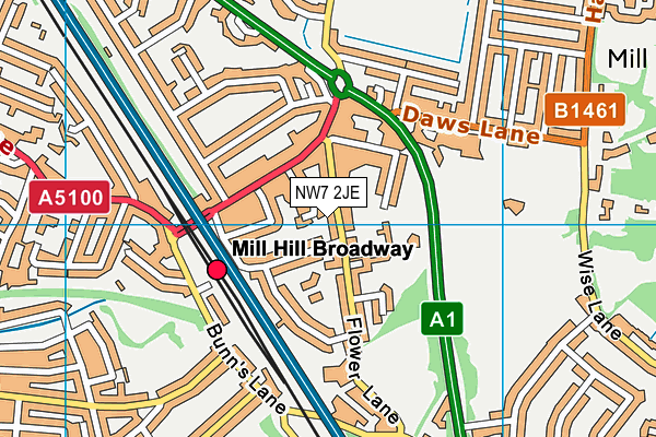 NW7 2JE map - OS VectorMap District (Ordnance Survey)