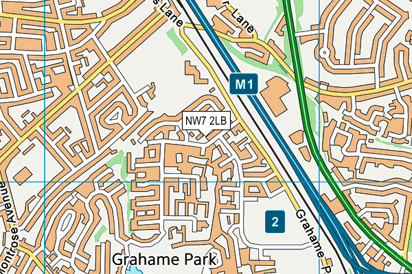 NW7 2LB map - OS VectorMap District (Ordnance Survey)