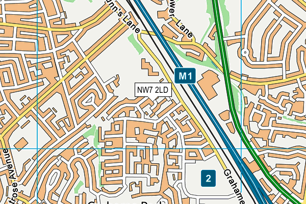 NW7 2LD map - OS VectorMap District (Ordnance Survey)