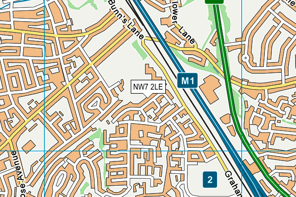 NW7 2LE map - OS VectorMap District (Ordnance Survey)