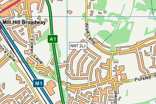 NW7 2LJ map - OS VectorMap District (Ordnance Survey)