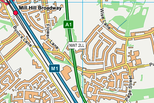 NW7 2LL map - OS VectorMap District (Ordnance Survey)