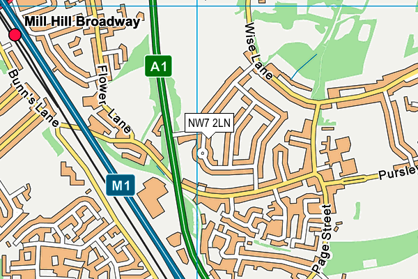 NW7 2LN map - OS VectorMap District (Ordnance Survey)