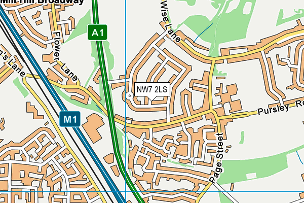 NW7 2LS map - OS VectorMap District (Ordnance Survey)