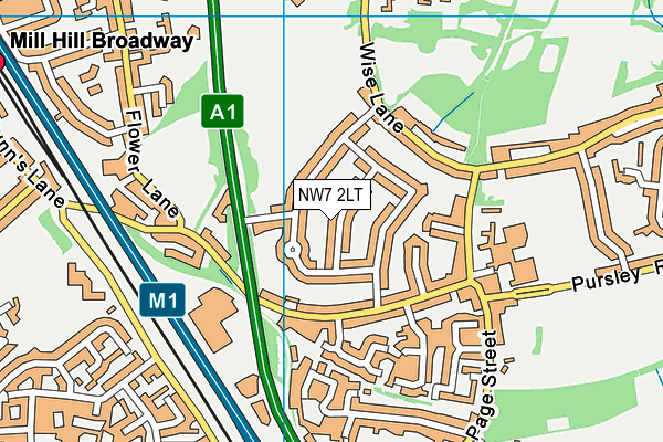 NW7 2LT map - OS VectorMap District (Ordnance Survey)