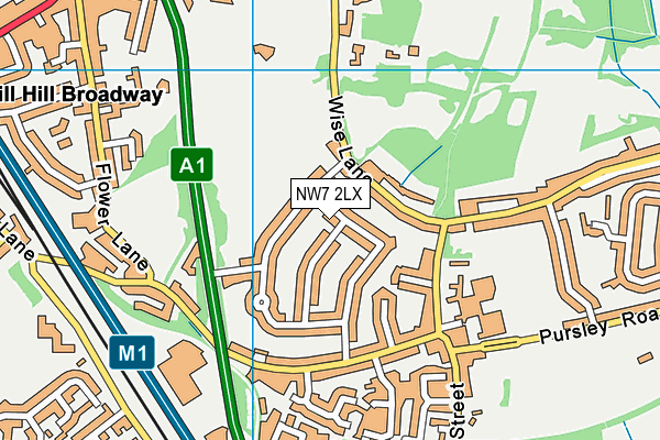 NW7 2LX map - OS VectorMap District (Ordnance Survey)