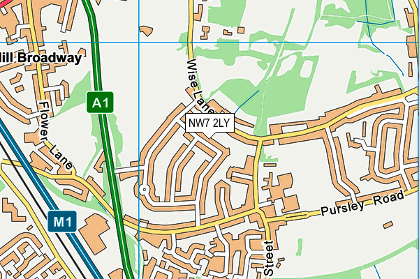 NW7 2LY map - OS VectorMap District (Ordnance Survey)