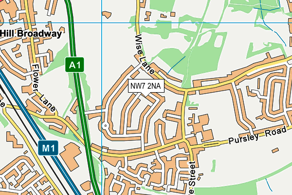 NW7 2NA map - OS VectorMap District (Ordnance Survey)