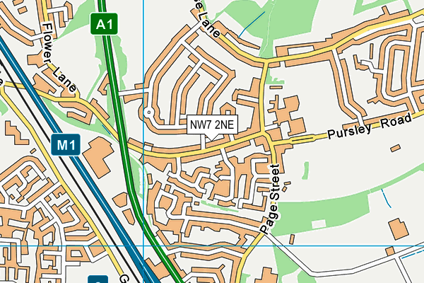 NW7 2NE map - OS VectorMap District (Ordnance Survey)