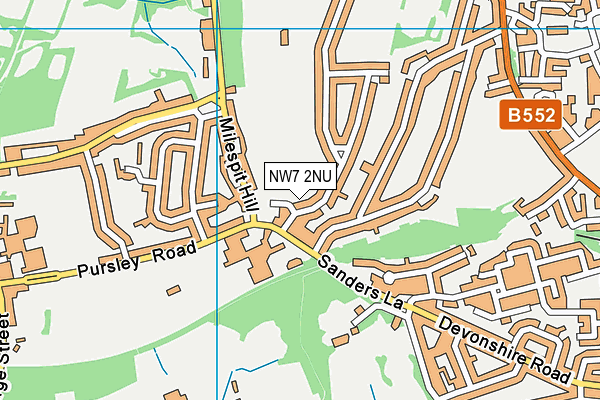 NW7 2NU map - OS VectorMap District (Ordnance Survey)